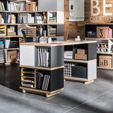 Бюро BALANCE II - дъб с графитено сиво, черно и бяло