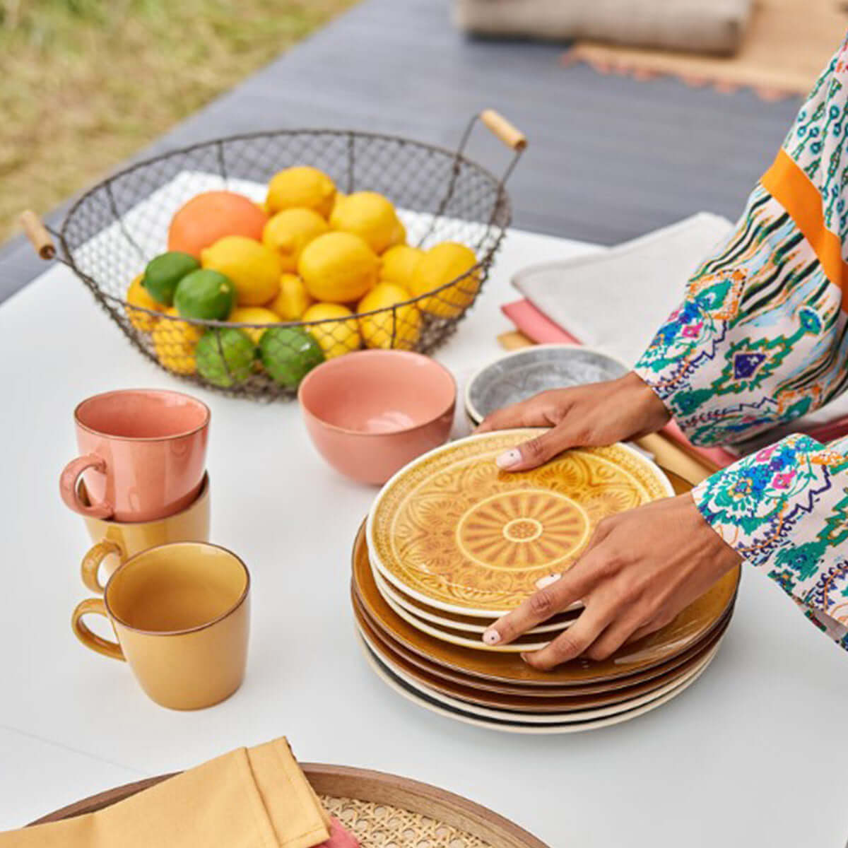 Керамична чиния малка FERI 861030-P407J2 - комплект от 2 бр. - жълт | Мебели VOX