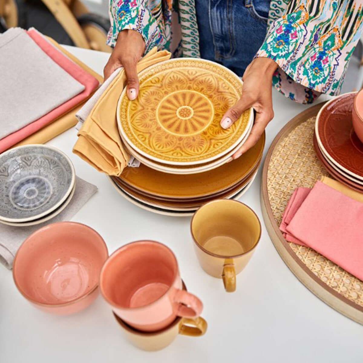 Керамична чиния голяма FERI 861030D-P407AM комплект от 2 бр. - сив | Мебели VOX