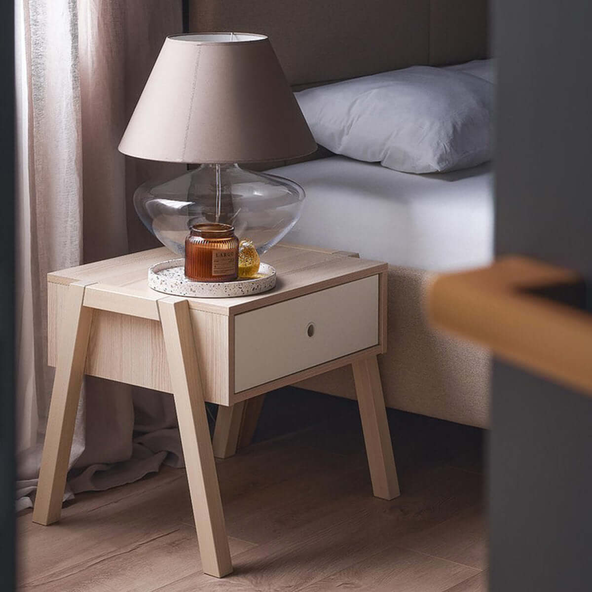 Лампа за нощно шкафче HAGA II L212175221 - кафяв I Мебели VOX