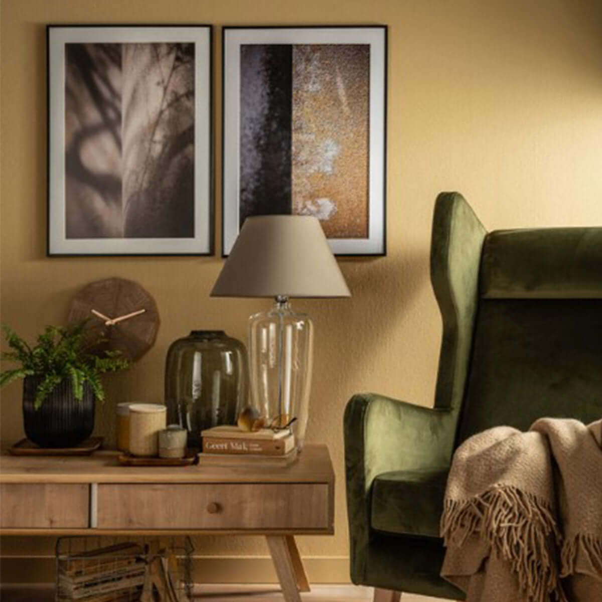 Лампа за нощно шкафче OMBERLA II L019 A.SZA-BR - стъклена I Мебели VOX