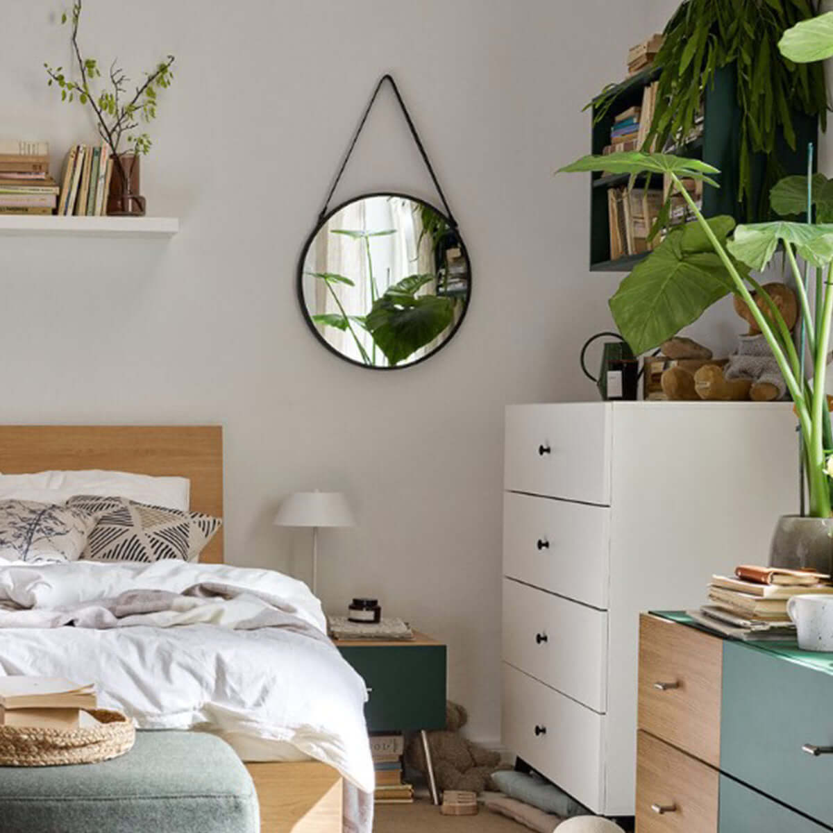 Метално огледало за окачване кръгло HANG II YBRT010-1 - черен | Мебели VOX