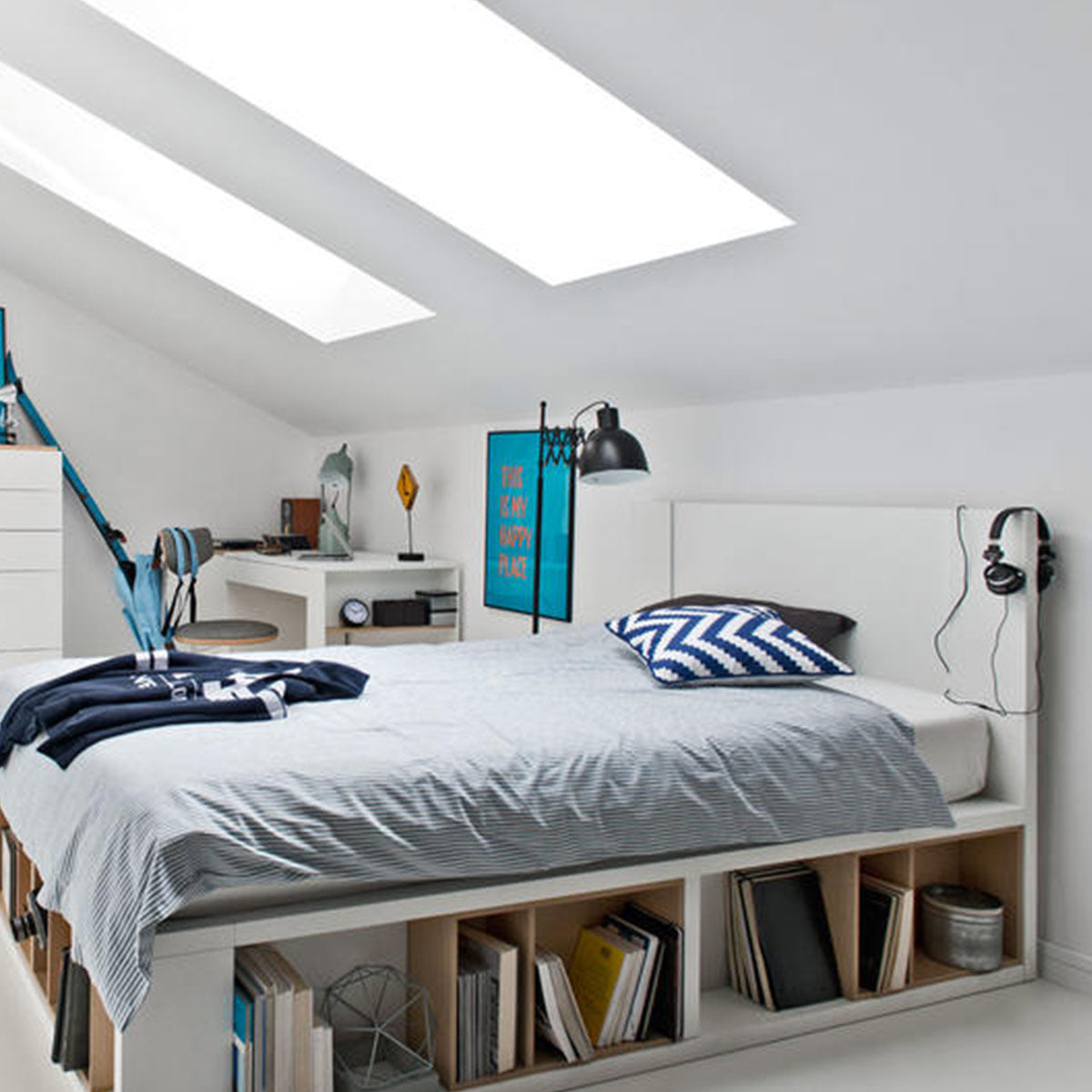 Легло с място за съхранение 120 x 200 4YOU - бял | Мебели VOX