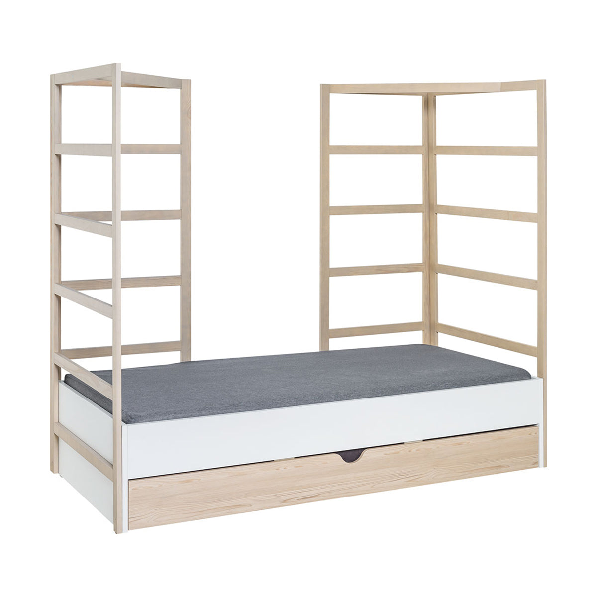 Легло с лицева част без подматрачна рамка 90 X 200 STIGE - бял/бор I Мебели VOX