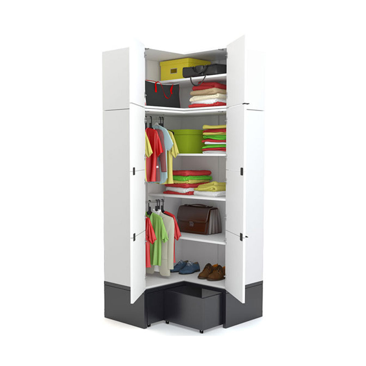 Ъглов гардероб с ъглова платформа с чекмедже-YOUNG USERS I Мебели VOX