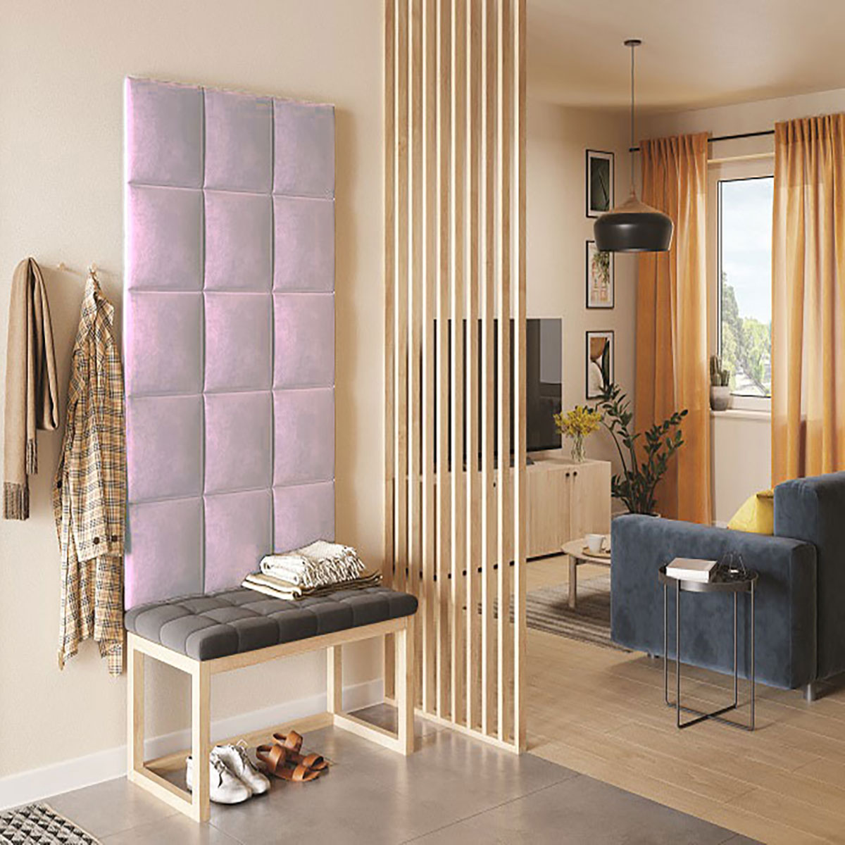 Тапициран панел Vilo REGULAR 3 30X30 POWDER PINK на VOX Полша от Флор Декор